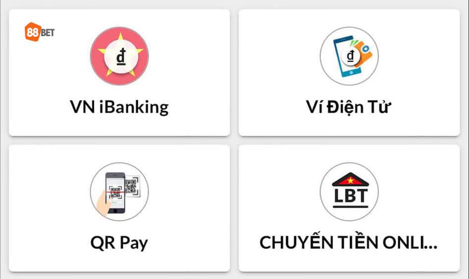 Chọn phương thức nạp tiền vào tài khoản cược 188BET