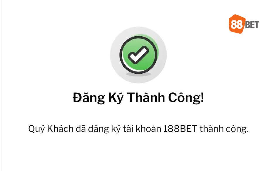 Xác nhận lệnh đăng ký 188BET thành công